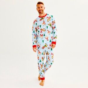 Mens Christmas Reindeer Pajama Set Size L Holiday PJs
